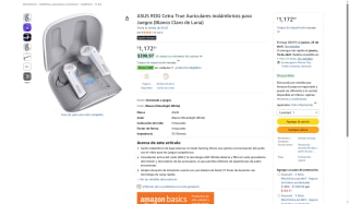 ASUS ROG Cetra True Wireless Moonlight White por $1,172 | Amazon