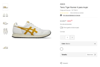 Tenis Asics Runner Tiger II por $1,000 | Oferta Liverpool