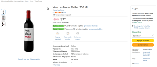 Las Moras Malbec 750 ml por $88 en Amazon