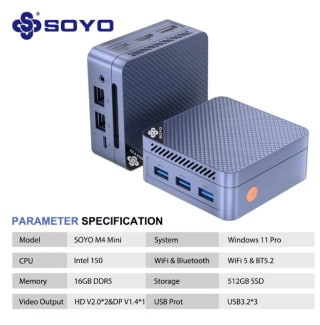 SOYO Mini PC M4 Intel N150 12GB+512GB por 149,23€ [25% DTO. DIRECTO]