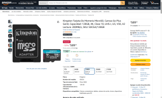 Tarjeta MicroSD Kingston 128GB por $590 | Oferta Amazon