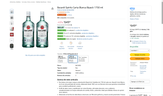 Ron Bacardí Carta Blanca Bipack por $649 | Oferta Amazon
