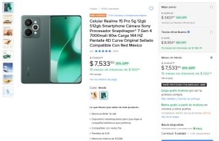 Realme 15 Pro 5G 512GB por $7,438 | Mercado Libre