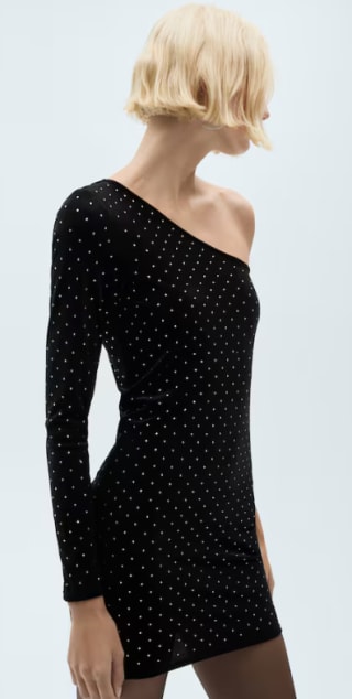 Vestido asimétrico strass por 3.99