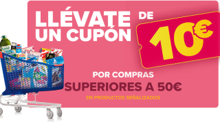 Cupón de 10€ por 50€ de compras cada día en Carrefour