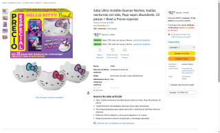 22 Toallas Nocturnas Saba Ultra Invisible por $92 | Amazon