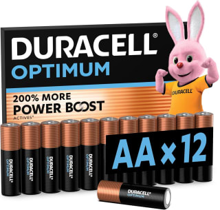 DURACELL Optimum AA Alkaline Batteries 1.5V (12 Pack) - S&S £6.78