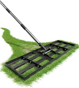 Lawn Levelling Rake, 75x25cm Lawn Leveller with Adjustable Length, Heavy Duty Soil Le