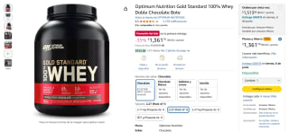 Optimum Nutrition Gold Standard 100% Whey Doble Chocola $1,362 | Amazon