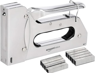 Amazon Basics Heavy Duty Stapler Gun with 1000 Staples – Silver, Ideal for Upholstery