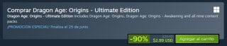Dragon Age: Origins Ultimate Edition por $55 | Oferta Steam