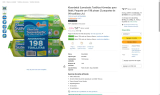 KleenBebe Suavelastic 198 Toallitas Húmedas por $51 | Amazon