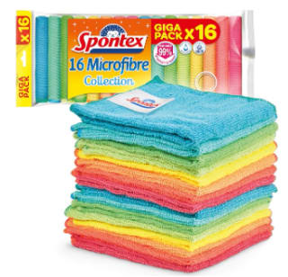 Lot de 16 Chiffons de Nettoyage Multi-Usages Spontex Microfibre à 5,12€