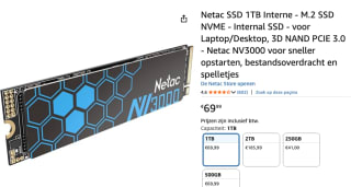 Netac SSD 1TB Interne - M.2 SSD NVME voor €69,99 bij Amazon