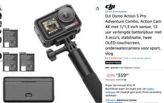 DJI Osmo Action 5 Pro Adventure Combo voor €359 bij Amazon