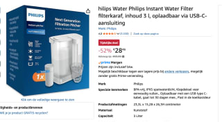 Philips Water Philips Instant Water Filter voor €28,46 bij Amazon