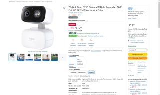 Cámara TP-Link Tapo C216 3MP 2K por $519 | Oferta Amazon