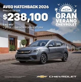 Chevrolet Aveo Hatchback 2026 desde $238,100