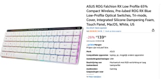ASUS ROG Falchion Draadloos Toetsenbord + Gratis Resident Evil voor €139,90