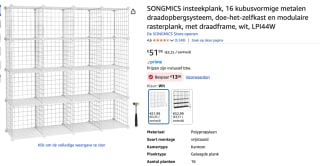 SONGMICS 16 kubusvormige metalen draadopbergsysteem voor €38,99 bij Amazon