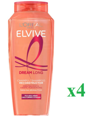 4 x L'Oréal Paris Elvive Champú Dream Long, 400ml por 9.46€