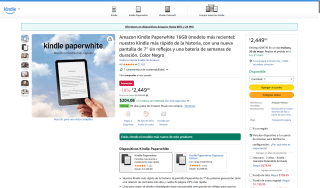 Kindle Paperwhite 16GB por $2,449 | Oferta Amazon