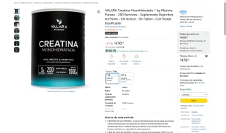 VALARA Creatina Monohidratada 1 kg por $470 | Amazon