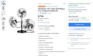 Ventilador 3 en 1 Adir 2074 por $734 | Oferta Mercado Libre