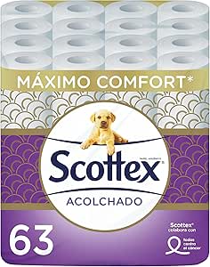 Scottex Acolchado Papel Higiénico 63 rollos con 3 capas de confort por 21.59€