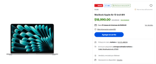 MacBook Air 13 M4 16GB 256GB por $18,990 | Walmart