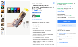 Lámpara Minecraft recargable por $112 en Mercado Libre