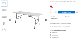Mesa Plegable Tipo Maleta 180cm por $599 | Sodimac