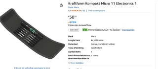 Wera Kraftform Kompakt Micro 11 Electronics 1 voor €40,20 bij Amazon