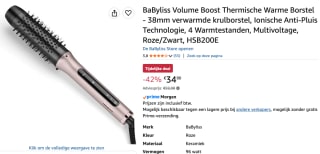 BaByliss Volume Boost HSB200E ivoor €34,90 bij Amazon