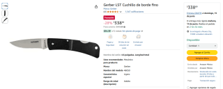 Gerber LST Cuchillo de borde fino por $339 | Descuento Amazon