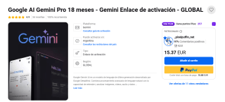 18 Meses de Gemini AI Pro por $167 | G2A