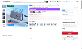 Powerbank Ugreen 25000mAh por $946 | AliExpress