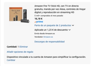 Amazon Fire TV Stick HD por tan solo 16.18€
