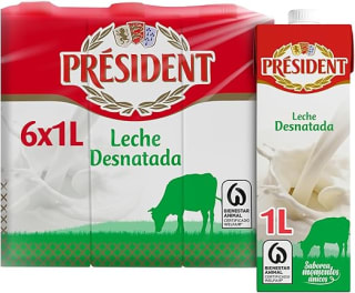 Leche Président desnatada brik 1L – Pack de 6 litros por 4,99€