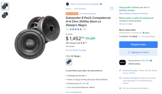 Subwoofer 8 PuLG 2500w por $1,453 | Mercado Libre