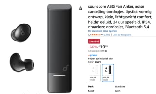 soundcore A30i van Anker, noise cancelling oordopjes voor €19,99 bij Amazon