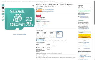 Tarjeta MicroSDXC 512GB por $890 | Oferta Amazon