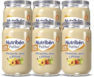 Nutribén Potitos Melocoton Pera y Platano Desde 6 Meses Pack de 6 x 235gr por 5.95€