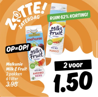 2 Pakken Milk en Fruit voor €1,50 bij Poiesz