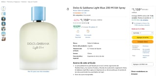 Dolce & Gabbana Light Blue 200 ml EDT por $1,160 en Amazon