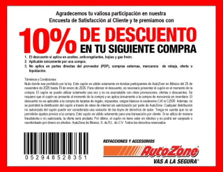 Cupón AutoZone: 10% de descuento