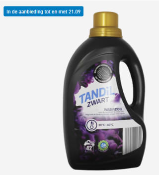 Tandil Vloeibaar wasmiddel zwart 42 wasbeurten voor €2,49 bij de Aldi