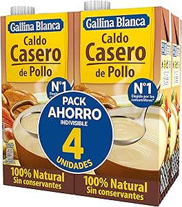 Pack 4x1L de Caldo de pollo casero 100% natural a 4.34€
