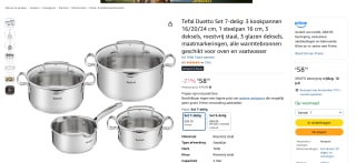 Tefal Duetto Kookpannen voor €58,79