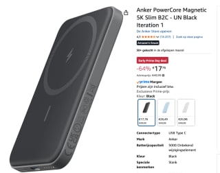 Anker 321MagCo 5.000mAh Powerbank voor €17,76 met Amazon prime